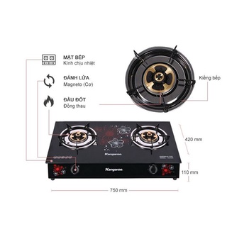 Bếp ga đôi dương kính Kangaroo KG506