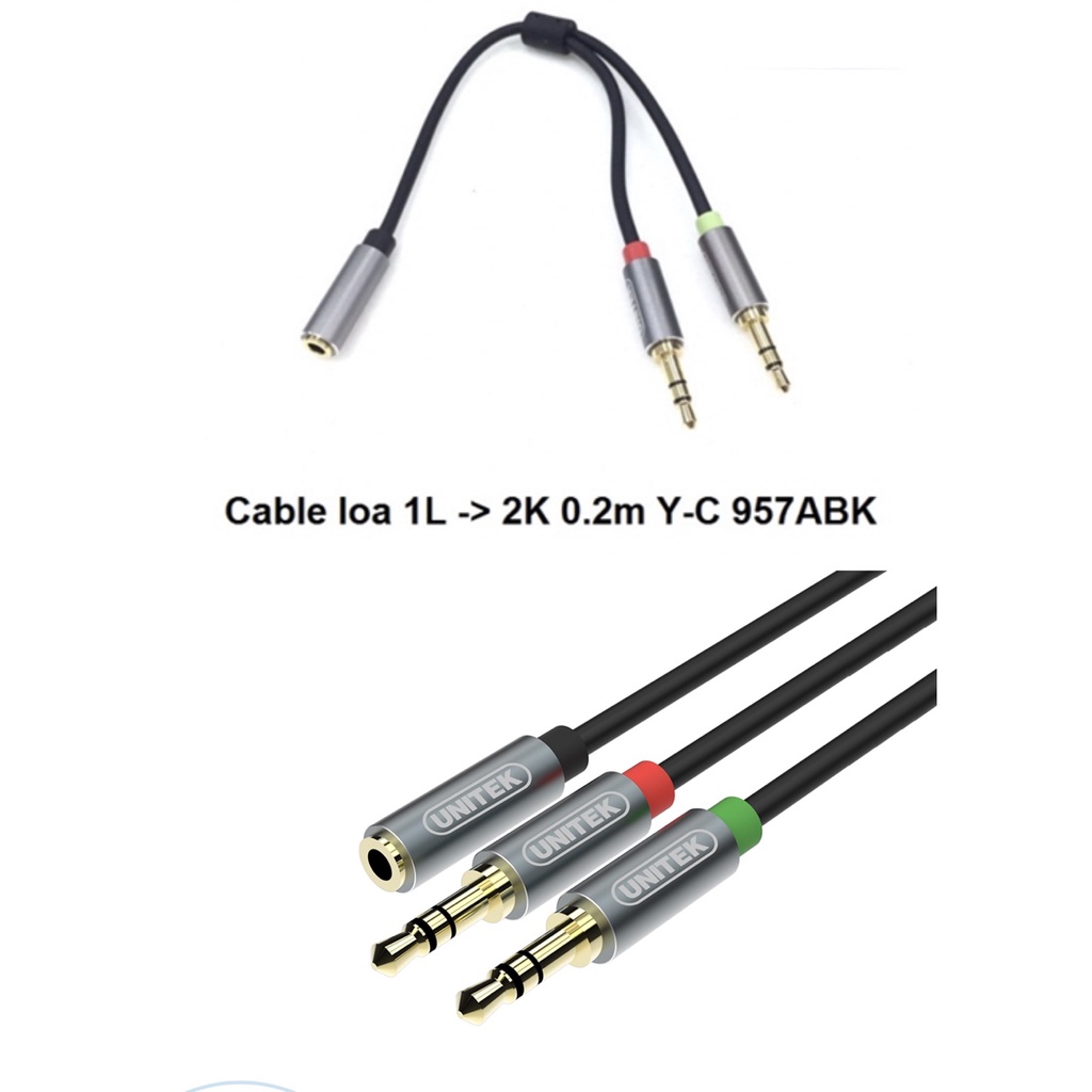 Cáp gộp audio và mic 3.5mm Jack gộp tai nghe 3.5 Unitek Y957