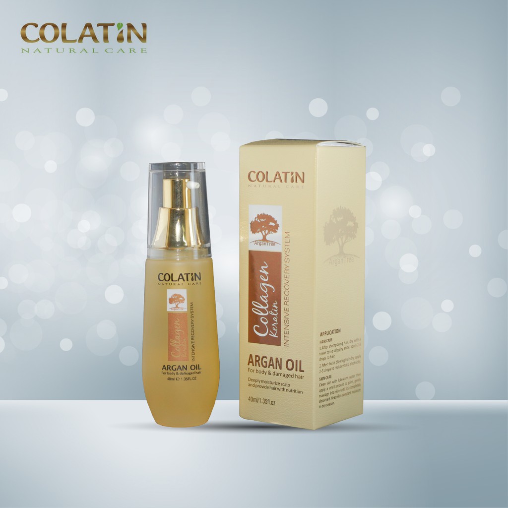 TINH DẦU COLATIN ARGAN OIL 40ML GIÀU COLLAGEN KERATIN NUÔI DƯỠNG, BẢO VỆ, PHỤC HỒI TÓC VÀ DA TỪ SÂU BÊN TRONG HTH9542