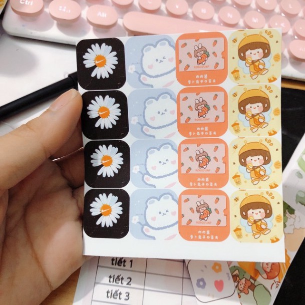 Sticker pilu ô vuông trang trí sổ vở máy tính tự cắt ST12