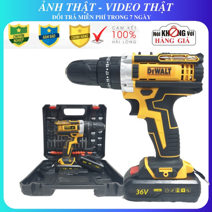 máy khoan pin dewalt 36v ( SIÊU KHỎE , BỀN BỈ ) LOẠI 1 khoan tường khoan bê tông,khoan sắt 3 chức năng