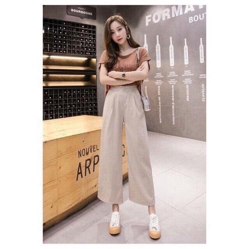 Quần đũi Nhật, ống rộng, dài - Quần culottes đũi dáng dài quần ống rộng siêu Hot -khoá thật -2 khuy trẻ trung