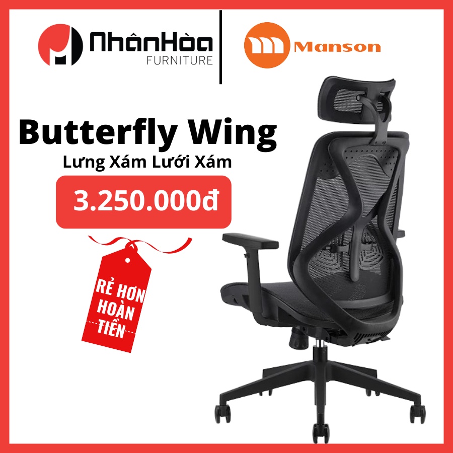 Màu Xám / Đen - Xiaomi Manson Butterfly Wing Phân Phối Độc Quyền - Thiết Kế Công Thái Học