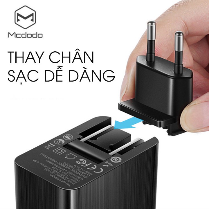 Cốc sạc 3 cổng mcdodo,max 3.4A,sạc 3 thiết bị