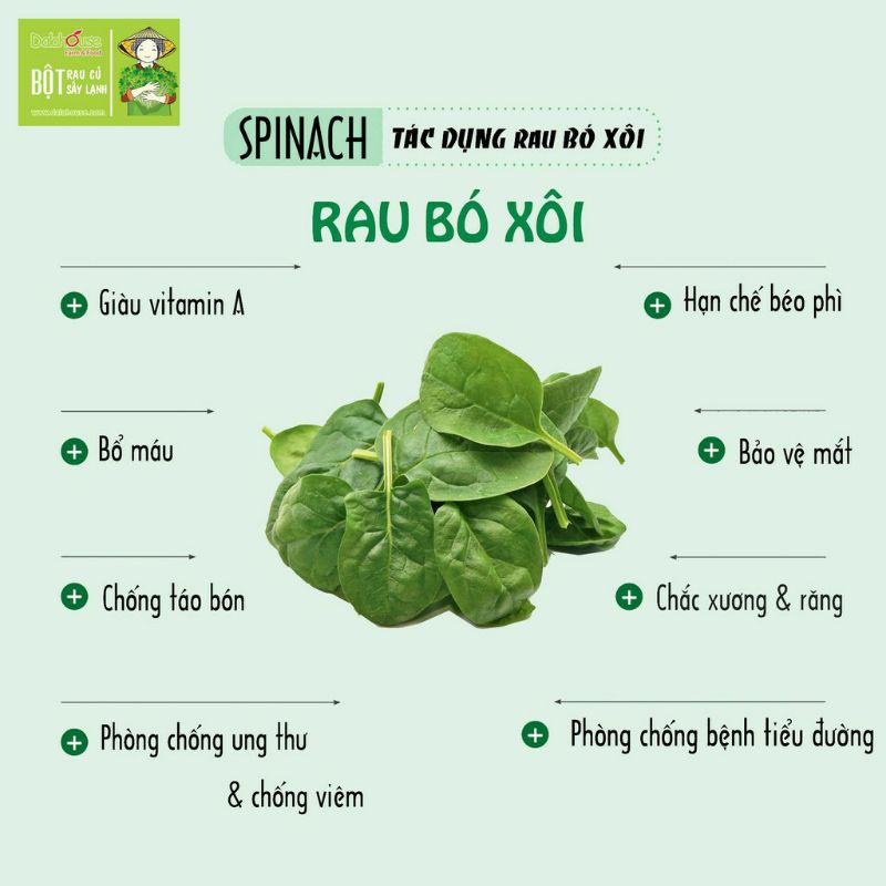 Bột Cải Bó Xôi Dalahouse 60g bột rau hữu cơ nguyên chất sấy lạnh