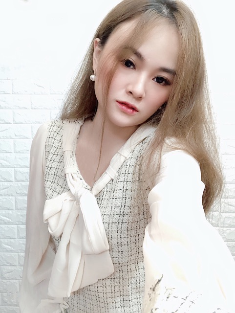 Váy dạ pha voan thắt nơ