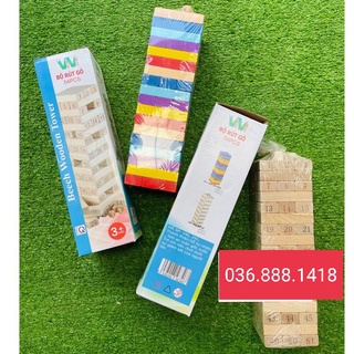 🔴 Bộ Rút Gỗ - Trò chơi rút gỗ kèm xúc xắc cho bé thỏa sức sáng tạo - Đồ chơi thông/Đồ chơi gỗ