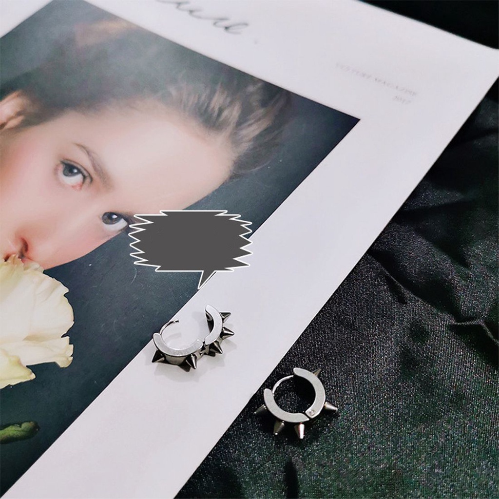 Bông tai dạng xỏ / bông tai dạng kẹp chi tiết đinh tán phong cách punk cổ điển thời trang cho nam và nữ