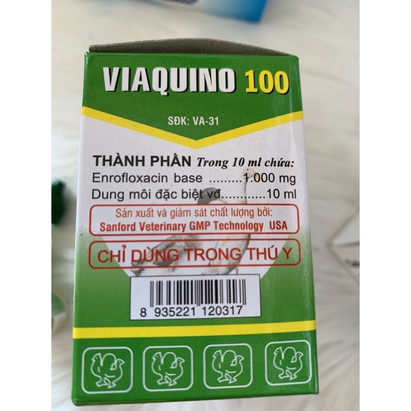 5 lọ 10ml VIAQUINO 100 - hen gà, tiêu chảy- dùng tốt cho gà, vịt, ngan, chim cút