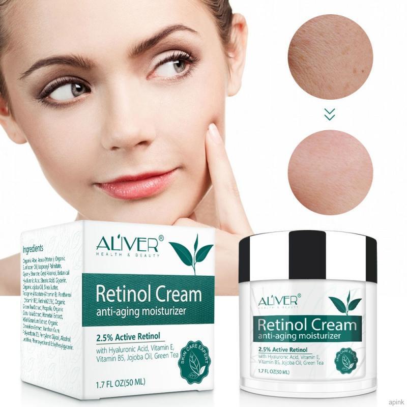 Kem dưỡng da mặt Retinol Hyaluronic Acid Vitamin A ALIVER chống nếp nhăn dưỡng ẩm làm săn chắc da