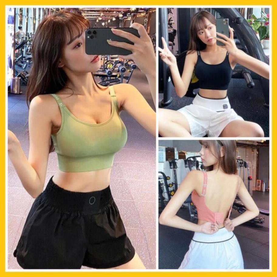 Áo Bra Tập Gym Nữ Thể Thao 2 Dây Phối Chữ Misshine Gài Lưng [ĐỒ TẬP]