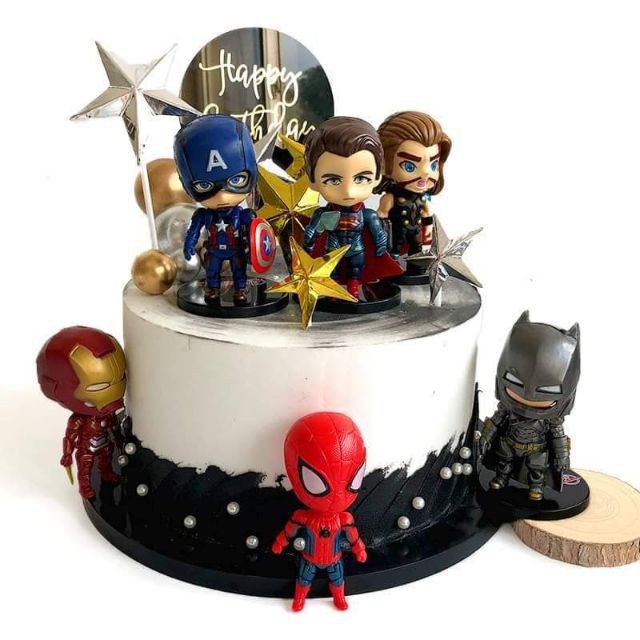 Phụ kiện trang trí bánh sinh nhật bánh kem - Set 6 anh hùng Mavel