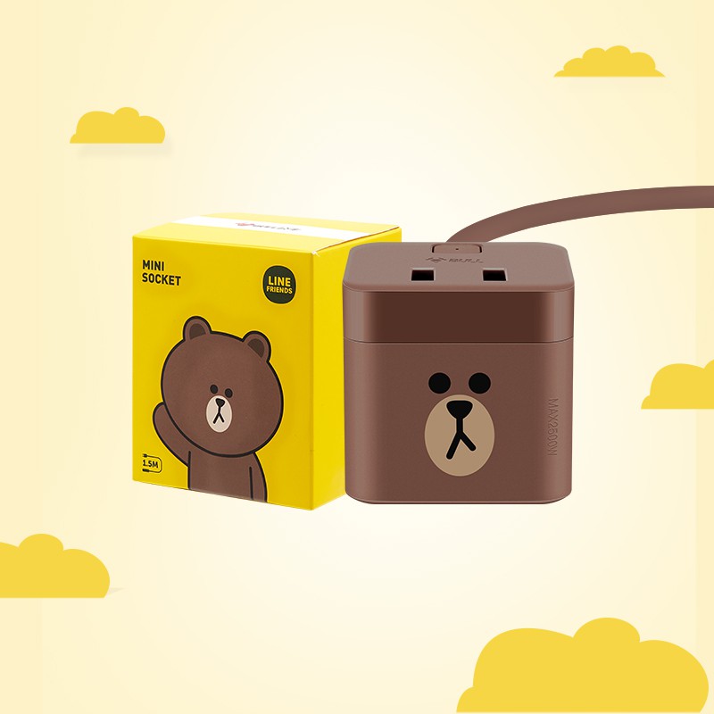 Ổ cắm  Bear Rubiks Cube Line Friends GNV-UU212B Brown