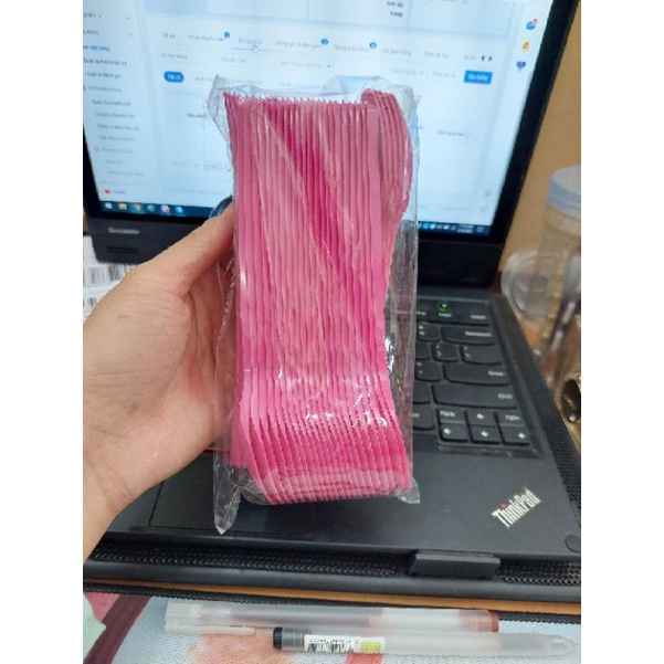 Combo 50 muỗng màu hồng 15cm cao cấp