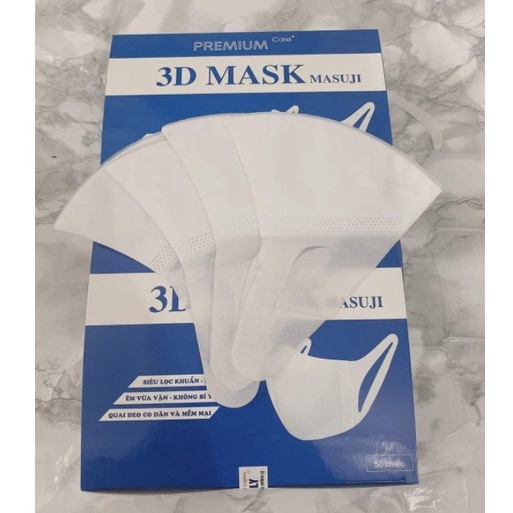 Hộp 50C Khẩu Trang 3D Mask Masuji Xuân Lai Công nghệ Nhật Lọc khuẩn Lọc Mùi Êm Mềm Mại