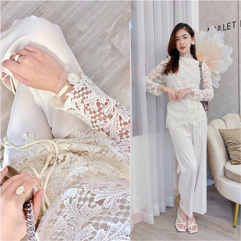 ÁO REN BUỘC NƠ EO