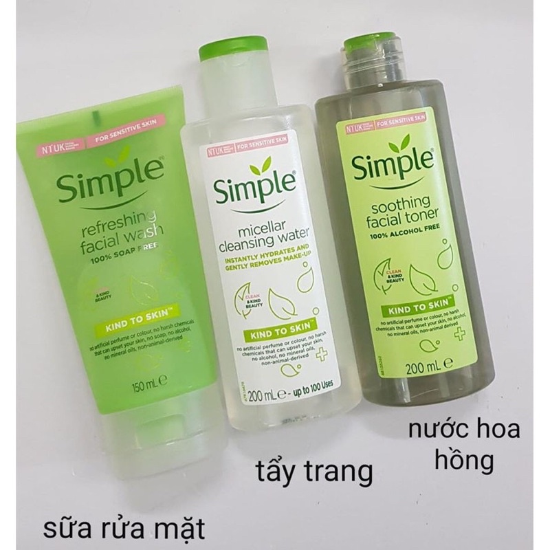 BỘ SẢN PHẨM DỊU NHẸ SIMPLE CHĂM SÓC CHO DA NHẠY CẢM