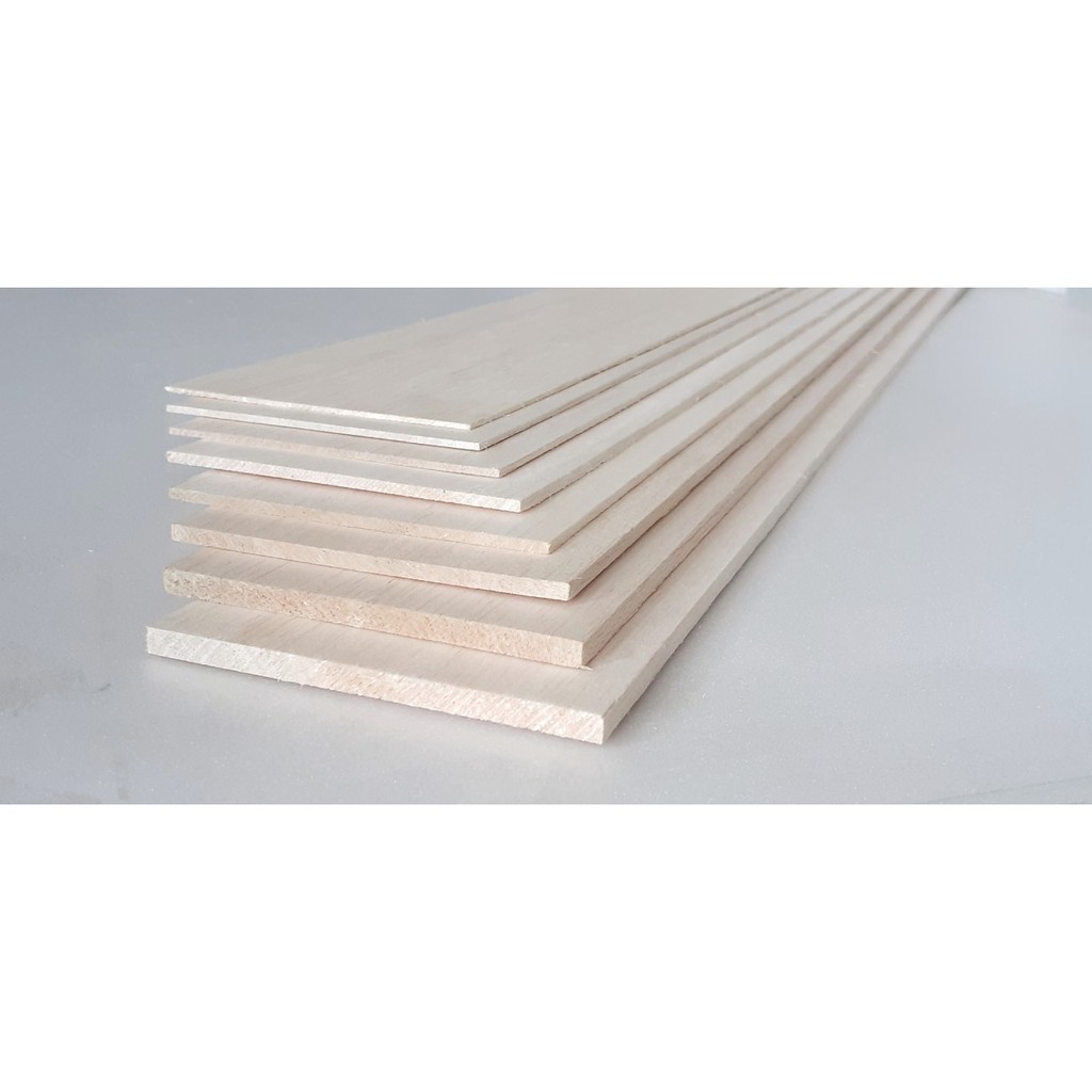 Gỗ balsa siêu nhẹ làm máy bay mô hình, mô hình thủ công, độ dày nhiều kích thước 1.5, 2, 3, 4, 5, 6, MM