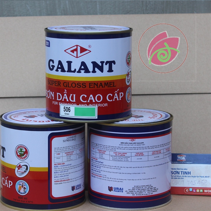 Sơn dầu galant màu XANH LÁ 506 GREEN 800ml