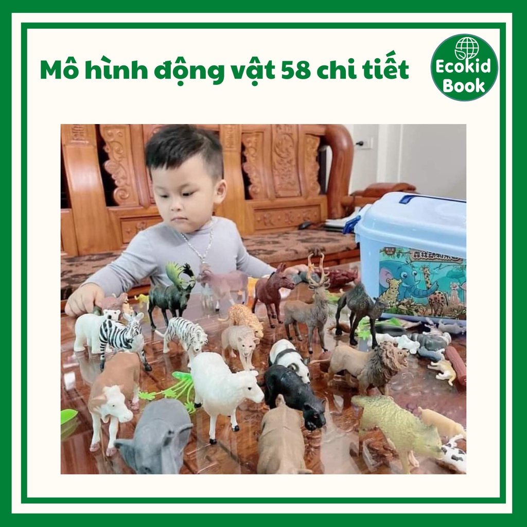 Bộ đồ chơi mô hình động vật 58 chi tiết thú rừng hoang dã RAMBO TOYS nhựa an toàn giúp bé nhận biết thế giới xung quanh