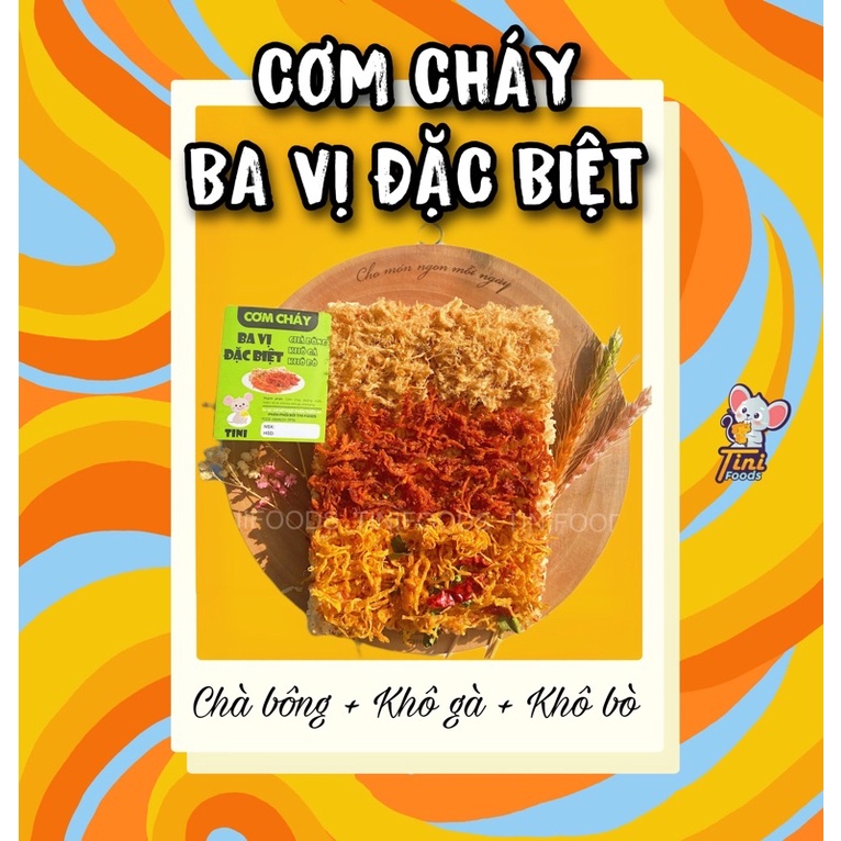 CƠM CHÁY MIX 3 VỊ ĐẶC BIỆT SIÊU CHÀ BÔNG, KHÔ BÒ, KHÔ GÀ THƯỢNG HẠNG- GÓI HÚT CHÂN KHÔNG 250G