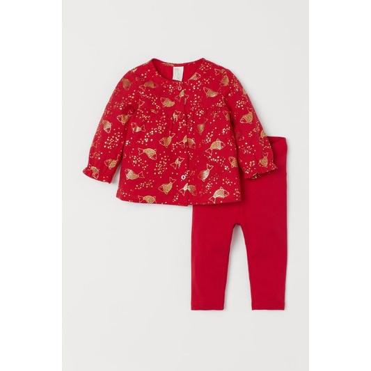 Set quần áo dài tay bé gái đỏ sz 12/18m