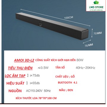 [ XẢ KHO ] Loa soundbar tivi 3D âm thanh nổi kết nối không dây 8 loa AMOI L2 (bluetooth)