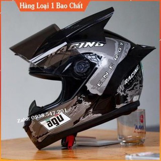 [Xem Là Thích]  Nón fullface đi phượt AGU tem racing bạc
