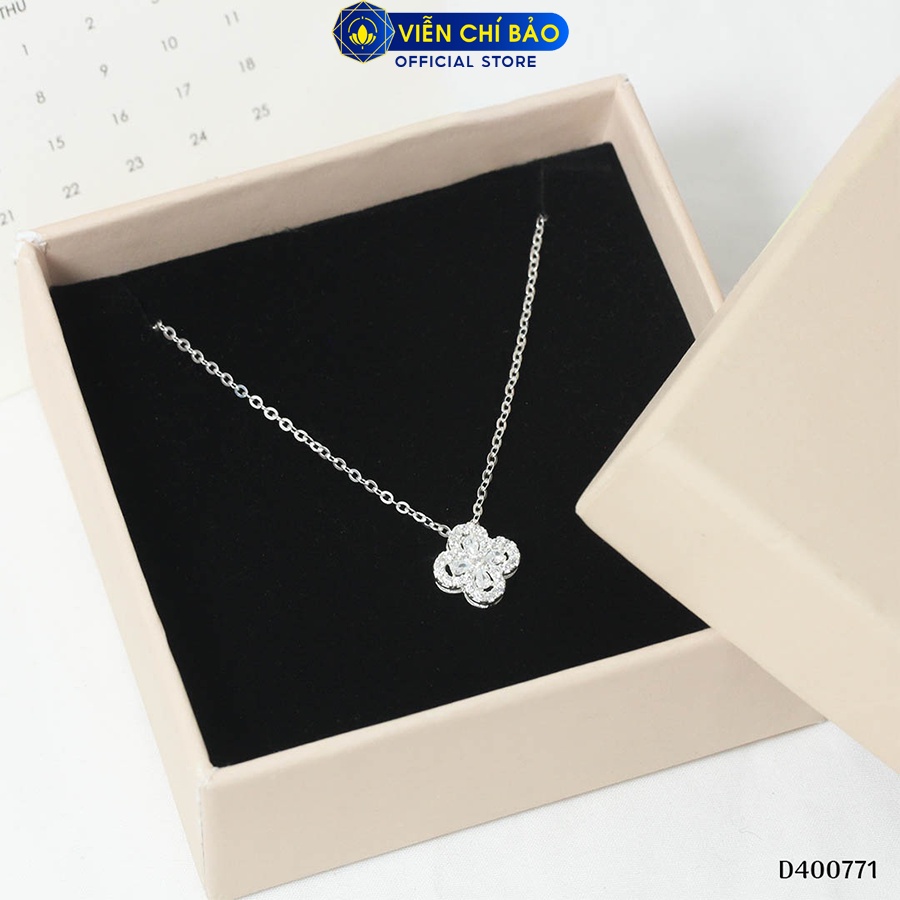 Dây chuyền bạc nữ cỏ bốn lá may mắn chất liệu bạc 925 thời trang phụ kiện trang sức Viễn Chí Bảo D400771