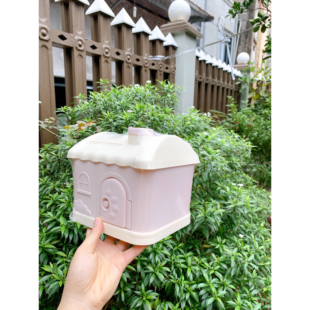 NGÔI NHÀ ĐỰNG TIẾT KIỆM CHO BÉ YÊU TẶNG KÈM 5 tấm sticker dán  + 5 CHARM 3D