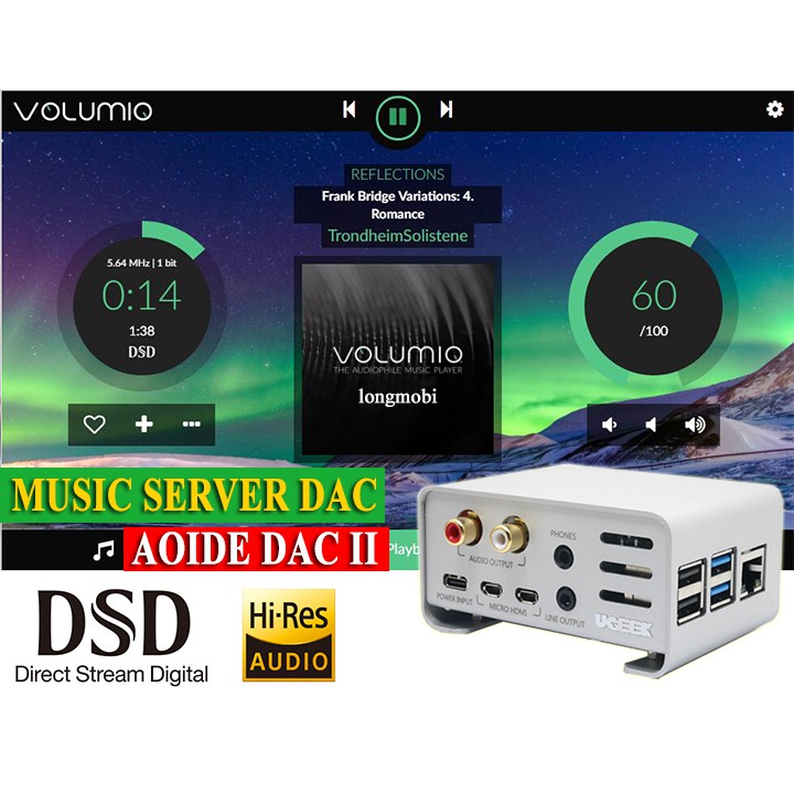 Aoide Dac II Volumio Bộ Giải Mã Âm Thanh Tích Hợp Máy Chủ Âm Nhạc 32bit 384khz DSD256 Tặng Dây Monster