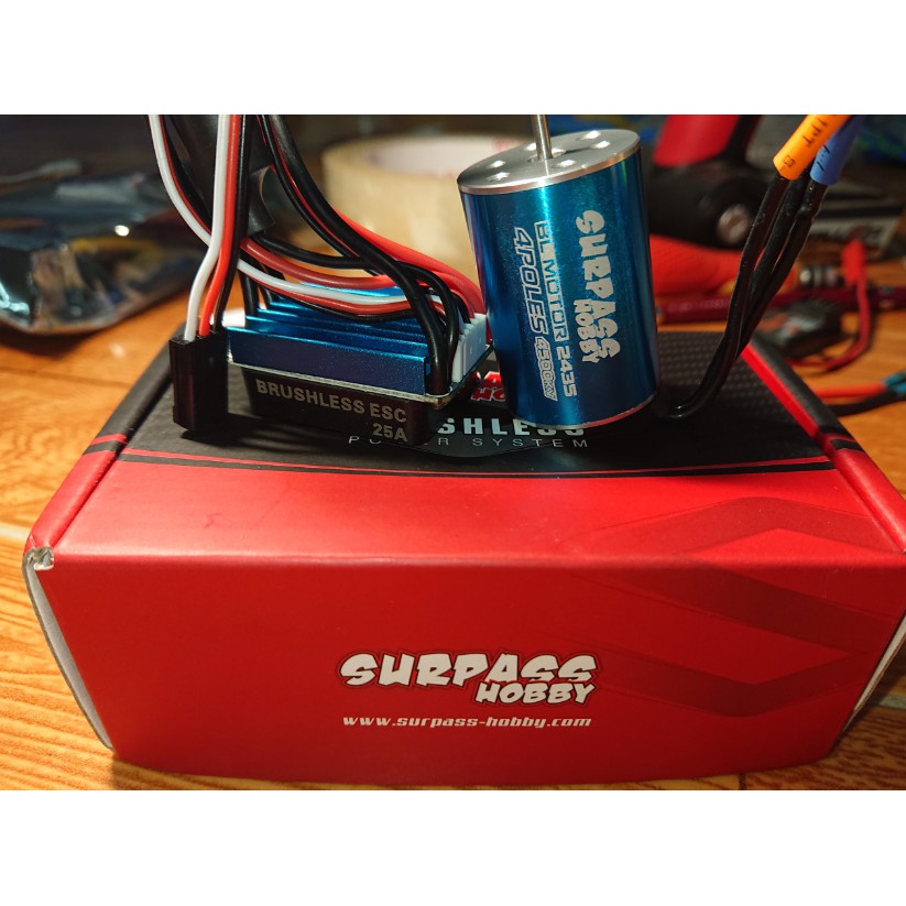 SURPASS HOBBY 2435 4500KV Sensorless Brushless Motor and 25A Brushless ESC for 1/18 1/16 RC Car