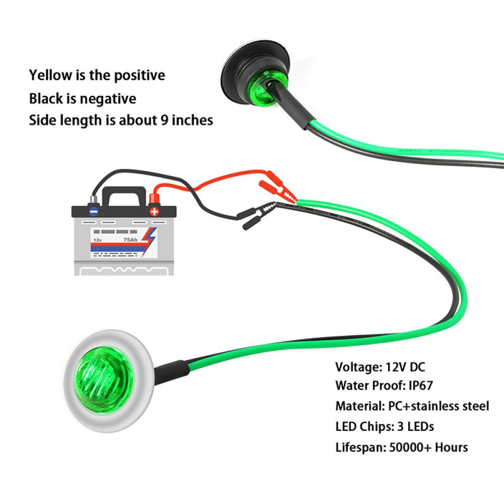 1 Đèn Led Tròn 12V 3LED 3 / 4 &quot;B3V9 Chống Thấm Nước Chuyên Dụng Cho Xe Tải
