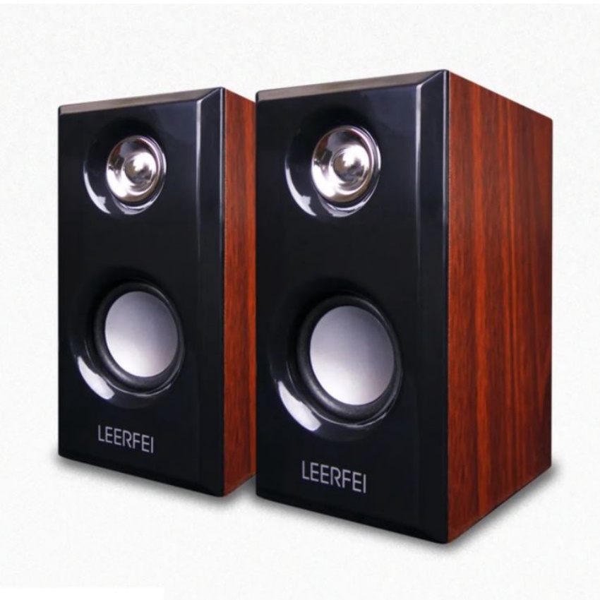Loa máy tính bằng gỗ USB mini 2.0 LeerFei - Bảo hành 6 tháng
