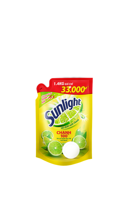 Nước rửa chén Sunlight (1.4kg) Chanh 100 - Sạch Nhanh Xả Bọt Nhanh