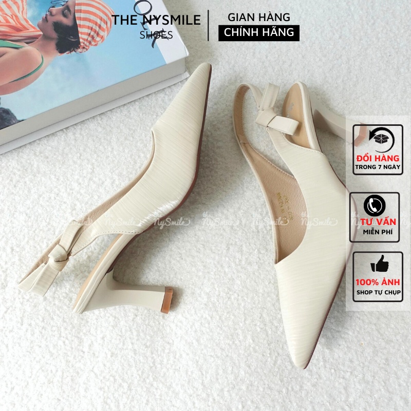 Giày cao gót 7cm bít mũi quai hậu nơ - THENYSMILE - LIVER