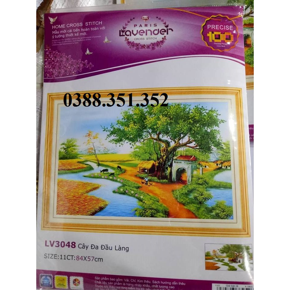 Tranh thêu chữ thập Cây Đa Đầu Làng LV3048 84*57cm