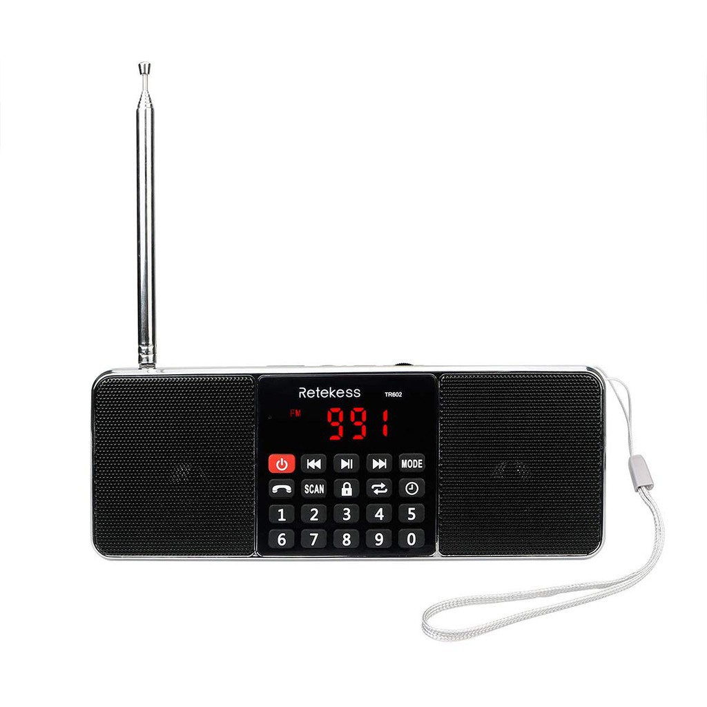 Radio AM FM Không Dây Retekess TR602 Màu Đen Âm Thanh Nổi Hỗ Trợ Thẻ TF/USB Có Cổng Vào Aux Màn Hình LED Hẹn Giờ Tắt