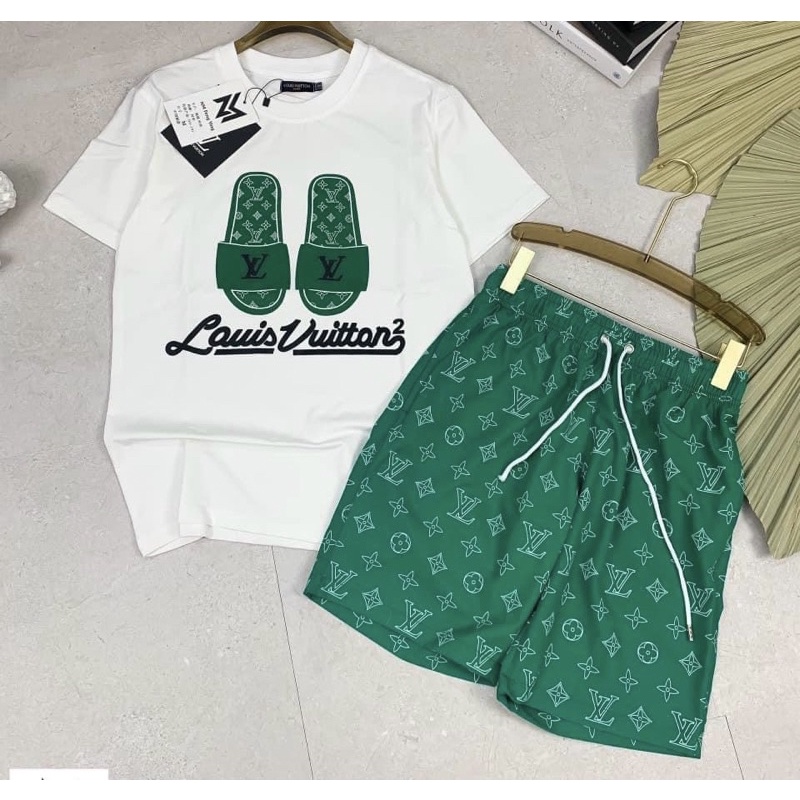 Đồ độ quần đùi áo cọc thời trang có hoạ tiết in logo, Bộ mùa hè phong cách giới trẻ cotton btshop từ 45 đến 75 kg
