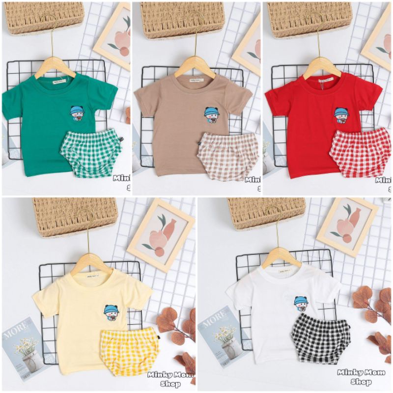 bộ cộc tay quần chíp kẻ caro cho bé yêu