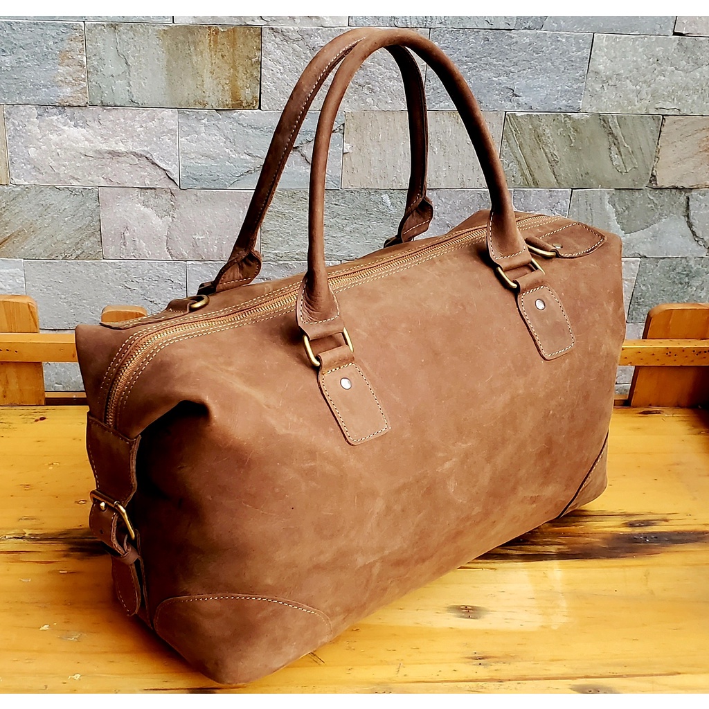 Túi xách du lịch, túi tập gym da bò sáp cá tính, bụi bặm