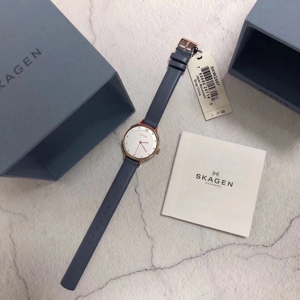 Đồng Hồ Nữ Skagen SKW2497 Dây Da Màu Xanh