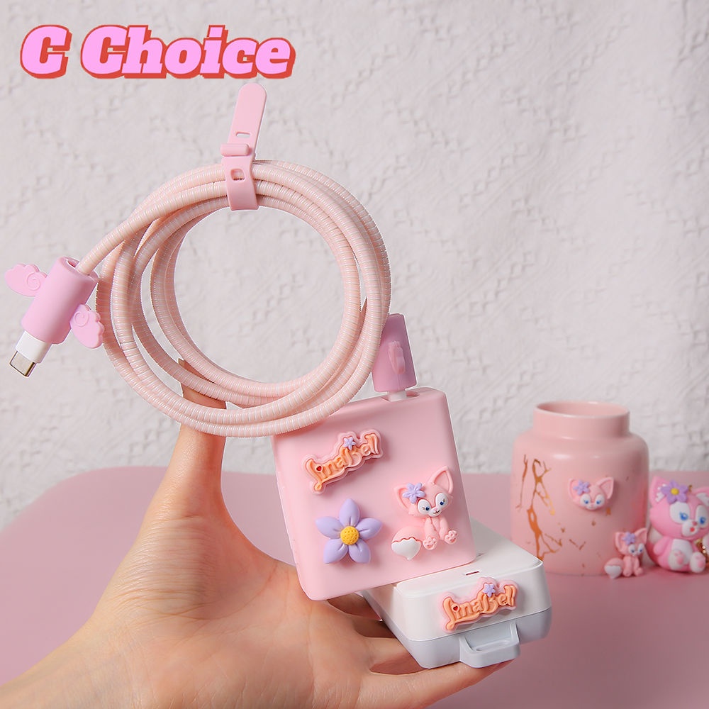 Vỏ Bọc Bảo Vệ Hộp Sạc Tai Nghe Huawei laptop charger 65w Cổng type c Màu Hồng Dễ Thương