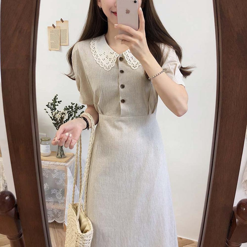 Đầm Tay Lửng Kẻ Sọc Ca Rô Phong Cách Retro Dành Cho Nữ 29255