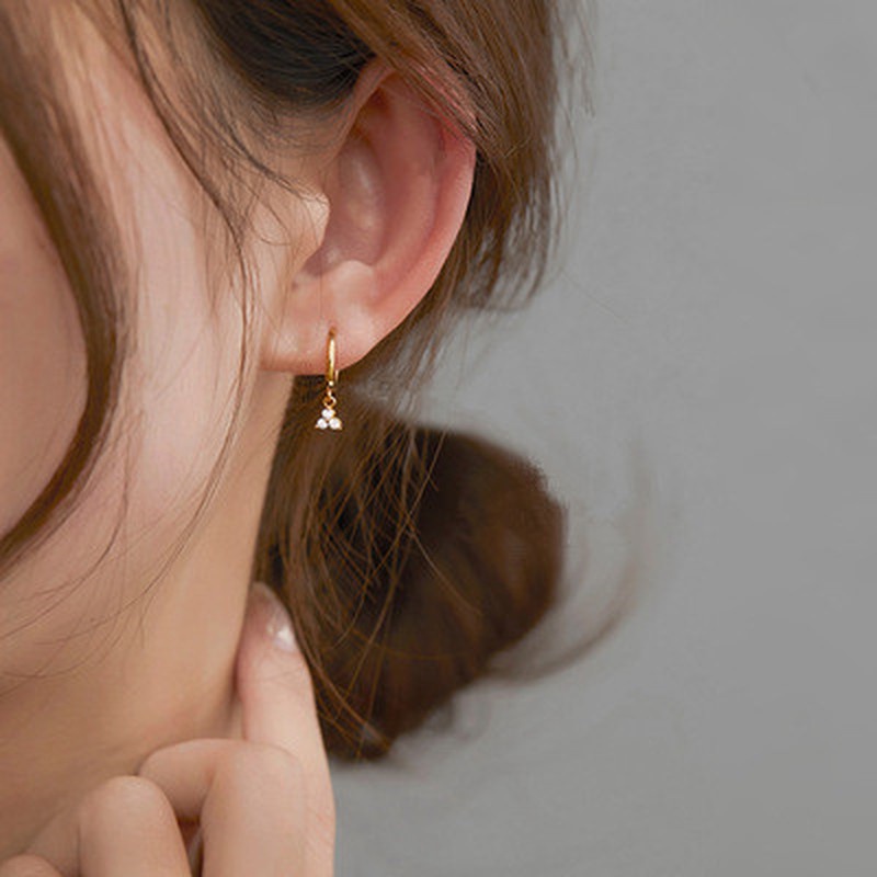 Đôi Khuyên Tai Mạ Vàng 14K Đính Đá Thời Trang Cho Nữ