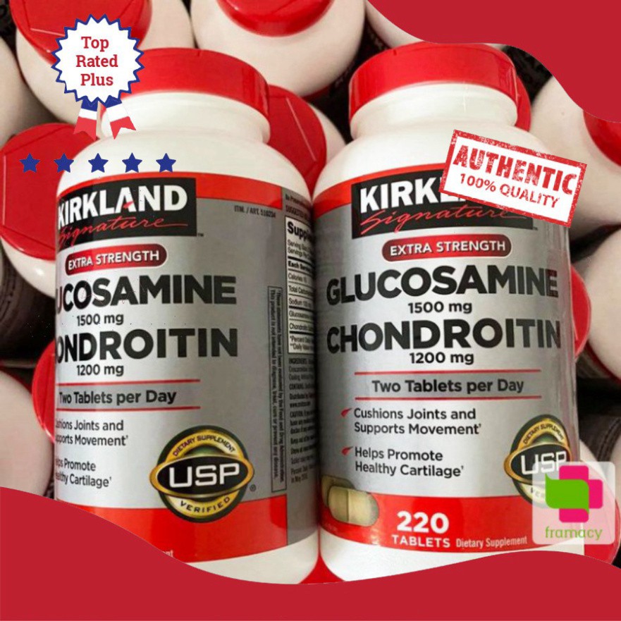 GIẢM GIÁ Viên uống Kirkland Glucosamine 1500mg & Chondroitin 1200mg, Mỹ (220v) bổ xương khớp cho người trên 18 tuổi GIẢM