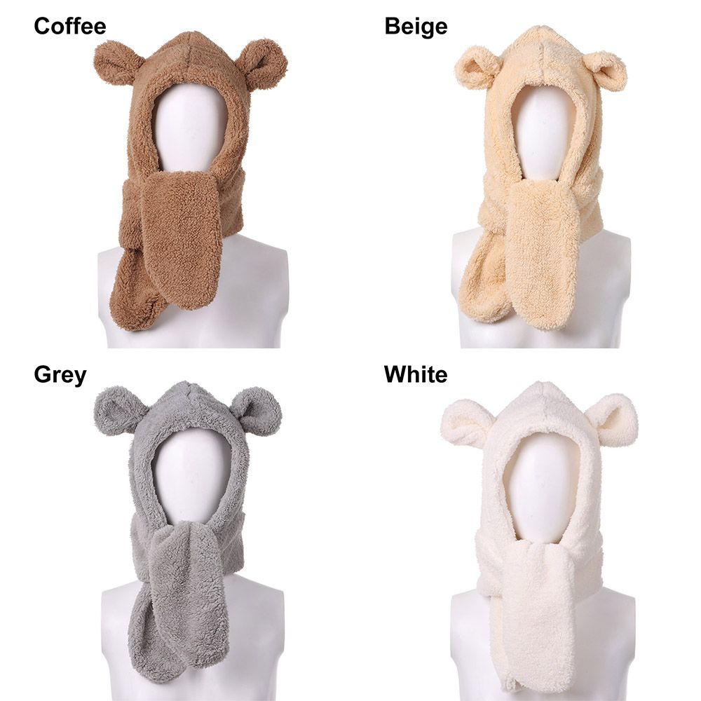 Mũ trùm đầu kiêm khăn che tai bằng lông giả nhiều màu sắc thời trang mùa đông cho nữ