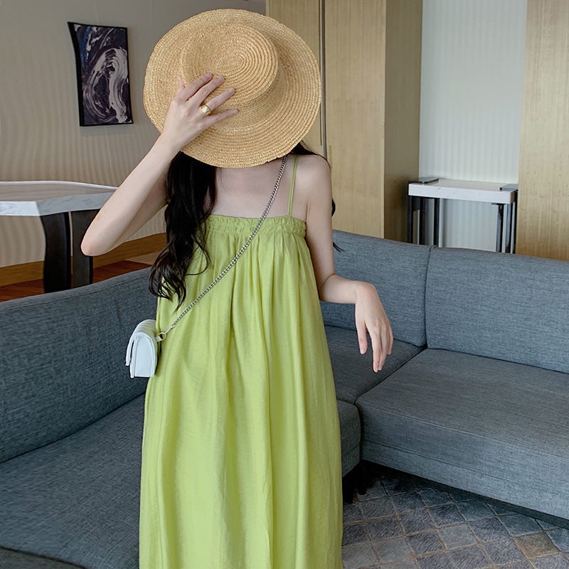 Đầm Hai Dây Dáng Dài/Ngắn Xếp Ly Màu Xanh Bơ Thời Trang Mùa Hè Cho Nữ | BigBuy360 - bigbuy360.vn