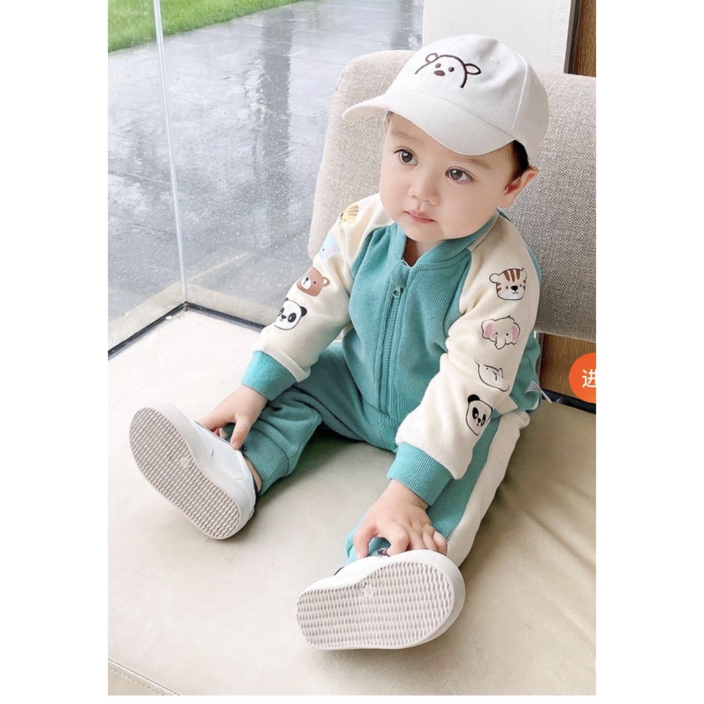 Bộ đồ thu đông dài tay khóa kéo cho bé trai và bé gái từ 8-18kg