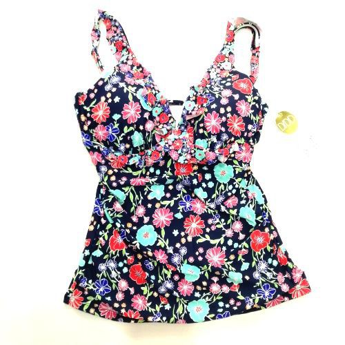 Đồ bơi nữ Anne Cole hai dây cup ngực viền bèo xanh in hoa 18MT20260 ( TH9021 )